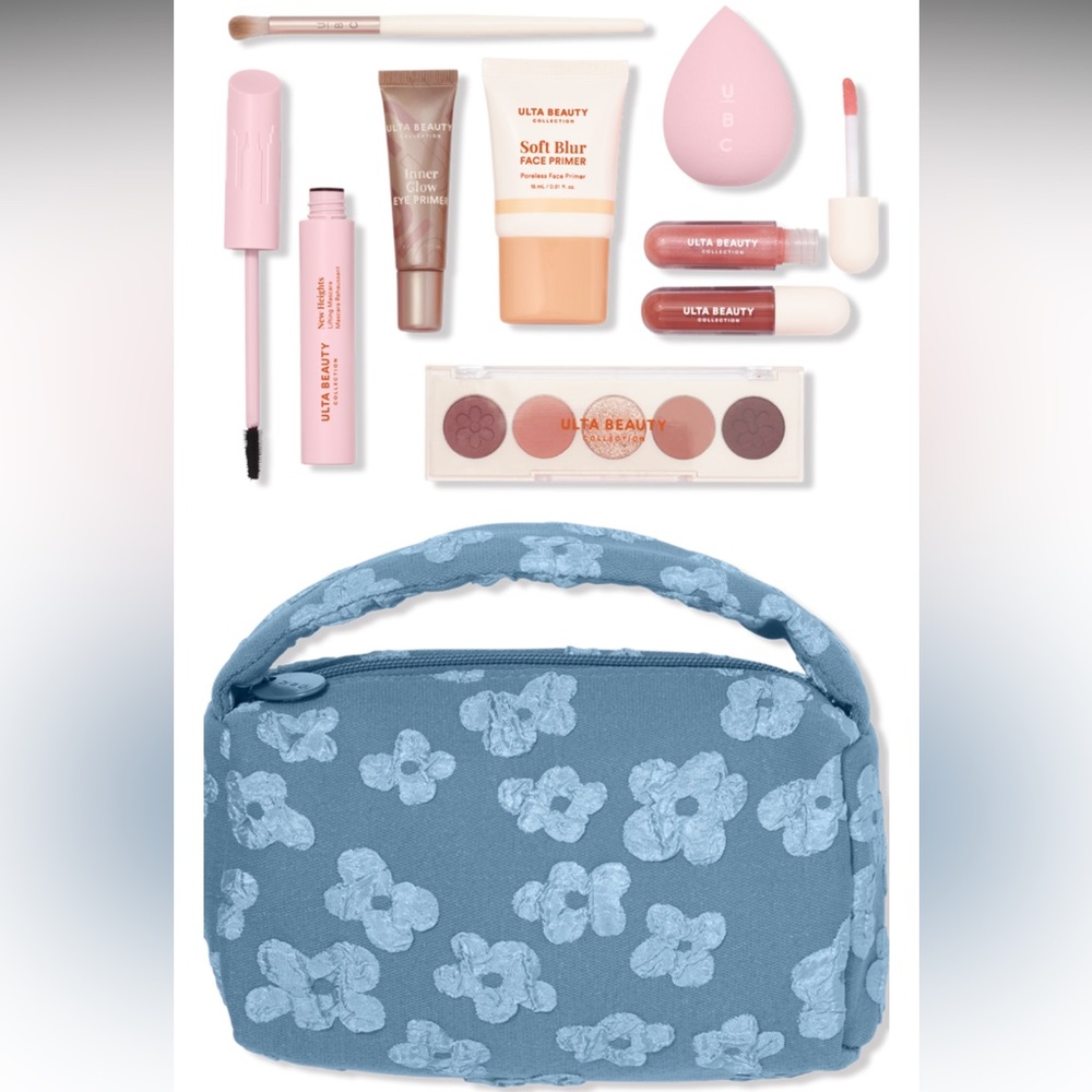 Ulta Beauty Makeup Set with Blue Floral Bag